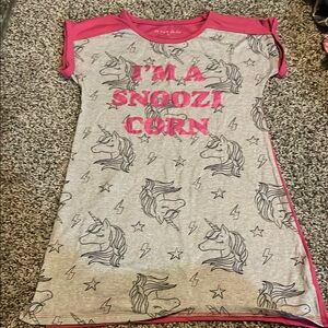 Pink and Gray Unicorn Kids Nightgown
